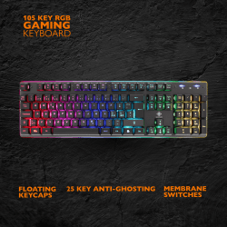 DK220 Gaming -tastaturmembran RGB sort