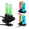 Farverig LED-opladningsholder til 4 Nintendo Switch Joy-Con