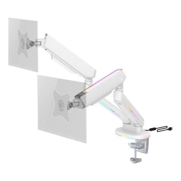 Double Monitor Arm Gaming RGB 17-32 "Hvid