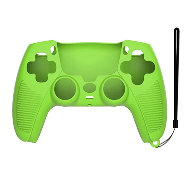 Silikonebeskyttelse til PlayStation 5 Kontrol med stroppekalkegrøn